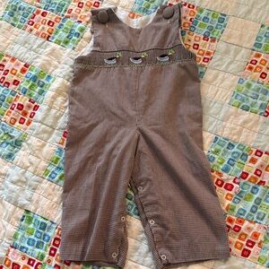 Brown Gingham Kids Jumper with Embroidered Ducks